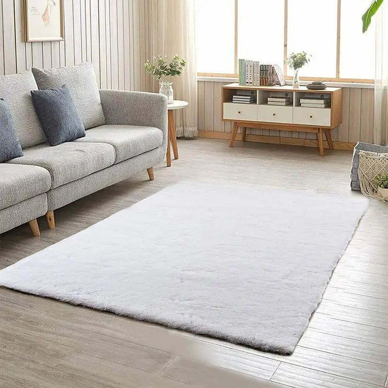 Neutral Faux Fur Area Rug