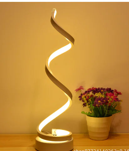 Black Spiral Table Lamp for Bedroom (One Piece)