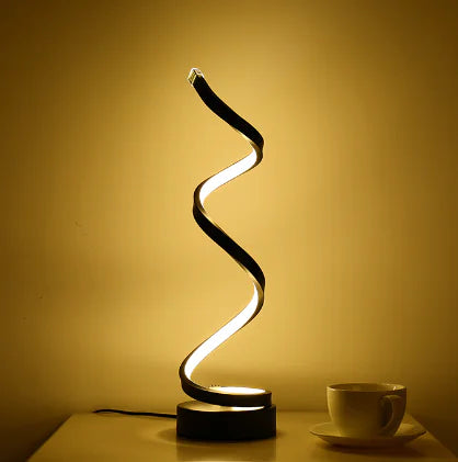 Black Spiral Table Lamp for Bedroom (One Piece)